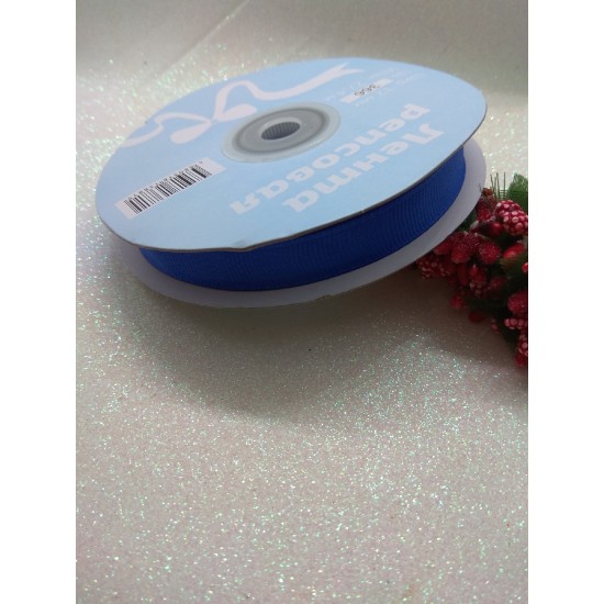 Лента репсовая однотонная 1,2 см*27,4 м (цв.синий), цена за катушку